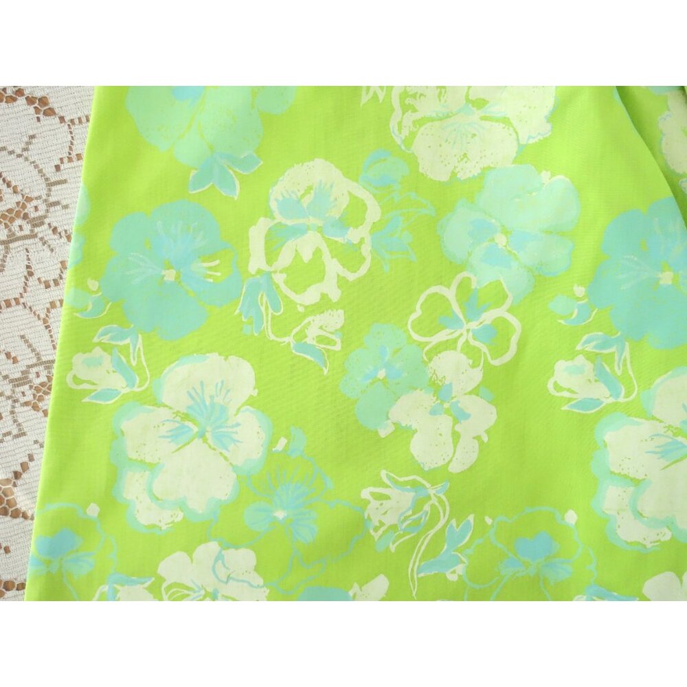 Vtg 60s 70s Lilly Pulitzer Green Cyan Pansies Halter Crop Wide Leg Pants Set 8 M - Picture 8 of 9
